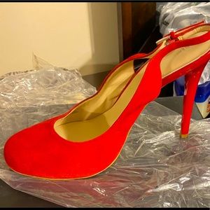 INC Red Suede Sling Back